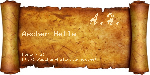 Ascher Hella névjegykártya